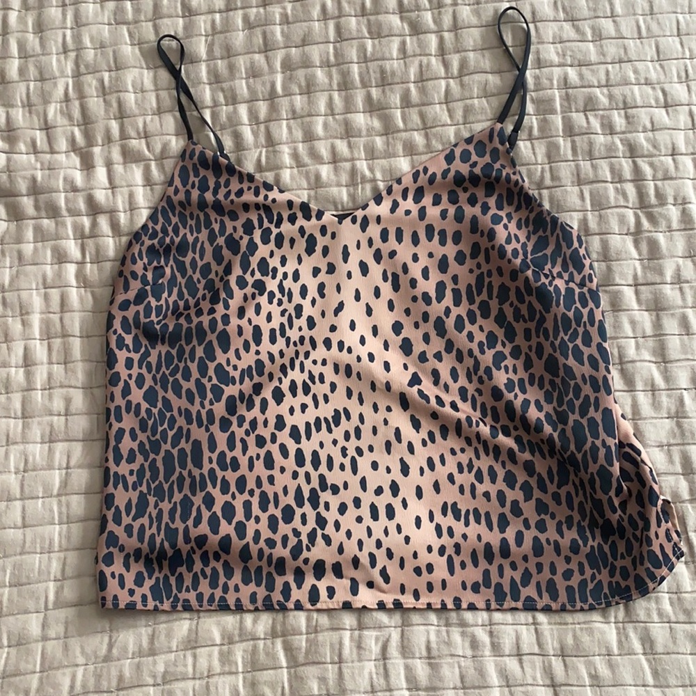 Good American satin cheetah print tank top